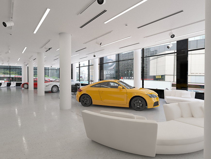 car retail new york  3d rendering 3d design visualization 3d visualization car store design car show