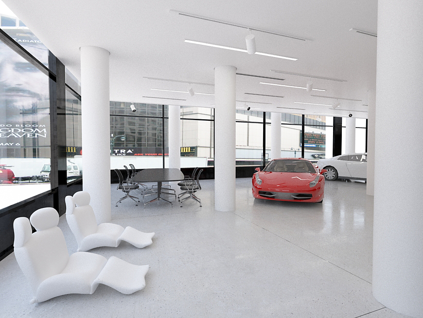 car retail new york  3d rendering 3d design visualization 3d visualization car store design car show