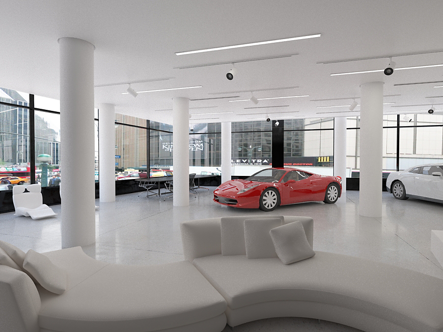 car retail new york  3d rendering 3d design visualization 3d visualization car store design car show